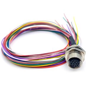 1.64ft M12 12 Pin A Code Male Connector Cable, IP67 Waterproof Back Mount Cable UnShielded Straight Aviation Socket Electrical Cable Sensor Receptacle (0.5Meter) in Saudi Arabia