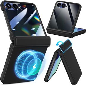 Goton Magnetic for Z Flip 7 Case with Built-in Privacy Screen Protector, [Compatible with MagSafe][Hinge Protection] – Hard PC Anti-Scratches Shockproof Phone Cover for Samsung Galaxy Z Flip 7, Black in Saudi Arabia