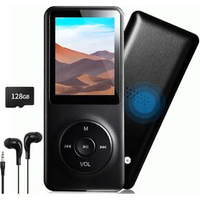 مشغل MP3 بسعة 128 جيجابايت مع بلوتوث - مشغل موسيقى محمول للأطفال - مع مكبر صوت عالي الدقة ومسجل صوت وصوت هاي فاي وكتاب إلكتروني (سماعات متضمنة) in Kuwait
