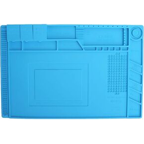 Magnetic Silicone Repair Mat, Heat Solder Station Work Pad, 45 x 30 cm Light Blue Maintenance with Built - in Scale and Parts Organizer for Electronics in Kuwait