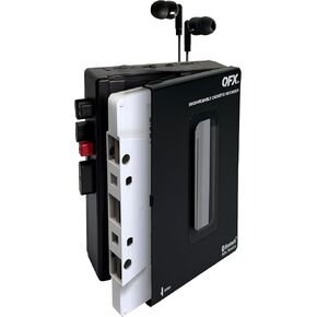 QFX RETRO-1980 Portable Bluetooth Cassette Tape Player Recorder, Auto Reverse, USB-C Rechargeable, Built-in Speaker and Microphone, Stereo Earbuds Included in Saudi Arabia