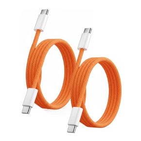 كابل USB C إلى USB C لهاتف iPhone 17 3.3 قدم، سلك شحن سريع من النايلون المضفر 60 وات من النوع C لأجهزة Apple، سلك USBC إلى C لهاتف iPhone 17 16 15 Pro Max/16 15 Pro/16 15، iPad Pro/Air، MacBook، عبوتين، برتقالي in Kuwait