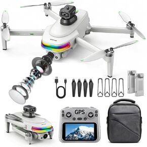 GPS Drone With 4k Camera For Adults, 5.5"Hd Touchscreen Remote,Brushless Motor,50 Mins Flight, Follow Me Drone,Auto Return,Long Range Transmission, Ai Track&Orbit Mode,Hobby Rc Quadcopters & Multirotors ,Under 260g in Kuwait