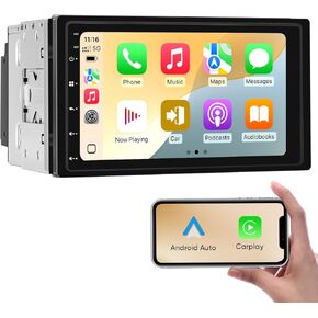 ستيريو سيارة مزدوج الدين مقاس 7 بوصات | 6+64 جيجا | CarPlay لاسلكي وAndroid Auto | التحكم في عجلة القيادة | بلوتوث/USB/AM/FM | شاشة لمس عالية الدقة مع كاميرا احتياطية in Kuwait