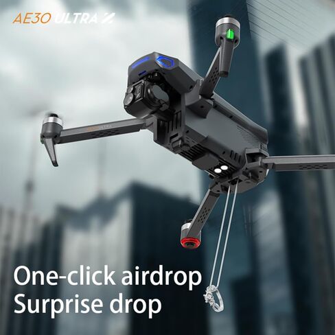 طائرة بدون طيار احترافية مع كاميرا للبالغين فيديو طويل المدى 4K، كاميرا بدون طيار Gimbal EIS 8K ثلاثية المحاور مع شاشة لمس عالية الدقة 7.2 بوصة على وحدة التحكم، محرك بدون فرشاة 5G GPS، تجنب العوائق 360 درجة، مع Airdrop، 3 بطاريات (أسود) in Kuwait