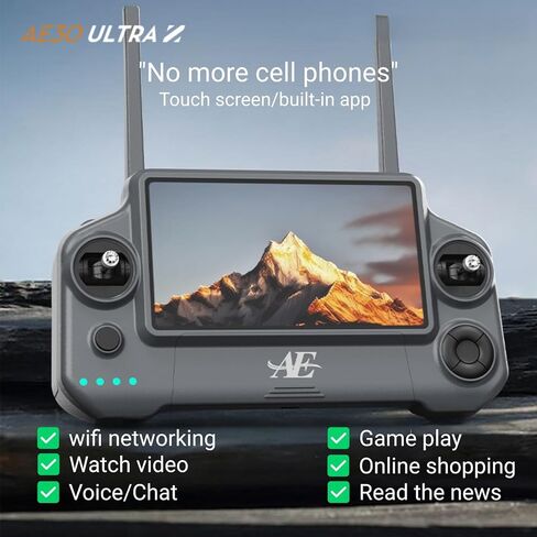 طائرة بدون طيار احترافية مع كاميرا للبالغين فيديو طويل المدى 4K، كاميرا بدون طيار Gimbal EIS 8K ثلاثية المحاور مع شاشة لمس عالية الدقة 7.2 بوصة على وحدة التحكم، محرك بدون فرشاة 5G GPS، تجنب العوائق 360 درجة، مع Airdrop، 3 بطاريات (أسود) in Kuwait