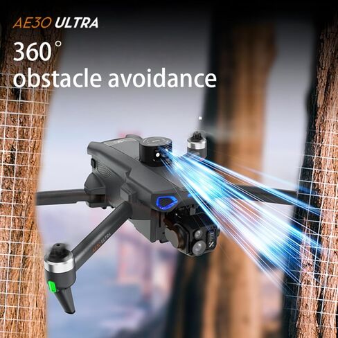 طائرة بدون طيار احترافية مع كاميرا للبالغين فيديو طويل المدى 4K، كاميرا بدون طيار Gimbal EIS 8K ثلاثية المحاور مع شاشة لمس عالية الدقة 7.2 بوصة على وحدة التحكم، محرك بدون فرشاة 5G GPS، تجنب العوائق 360 درجة، مع Airdrop، 3 بطاريات (أسود) in Kuwait