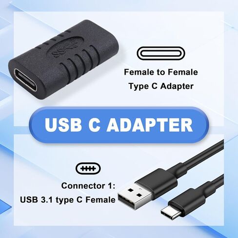 USB C محول أنثى إلى أنثى نوع C محول مستقيم صغير USB-C محول USB 3.1 نوع-C موصل محول in Kuwait