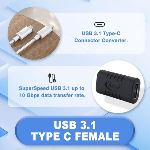 USB C محول أنثى إلى أنثى نوع C محول مستقيم صغير USB-C محول USB 3.1 نوع-C موصل محول in Kuwait