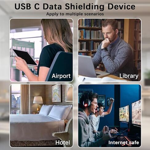 مانع بيانات USB Poyiccot (4 عبوات)، 4 أنواع من مانع بيانات USB A وUSB C فقط للشحن، والحماية من مقبس العصير، ومنع الاختراق للشحن الآمن للهاتف المحمول، والوسادة، وما إلى ذلك. (فضي) in Kuwait