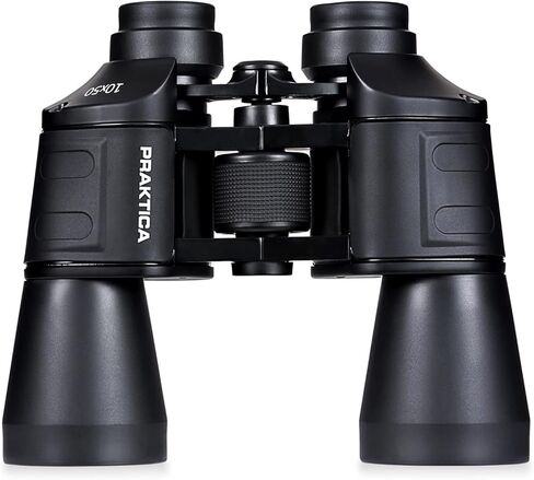 Praktica Falcon 10x50mm Porro Prism Field Black مناظير - عدسات مطلية بالكامل، هيكل قوي، هيكل من الألومنيوم، صورة واضحة حادة، مشاهدة الطيور، الإبحار، المشي لمسافات طويلة، مشاهدة المعالم السياحية، علم الفلك in Kuwait