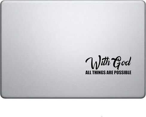 with God All Things are Possible Christian Quote Black Die Cut Car Window Laptop Phone Tablet Skin Decal Waterproof - Black in Kuwait