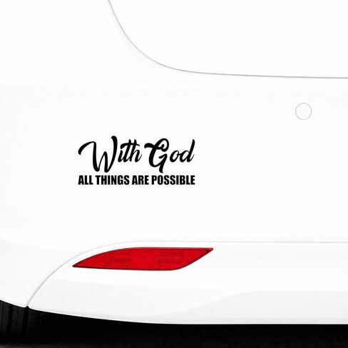with God All Things are Possible Christian Quote Black Die Cut Car Window Laptop Phone Tablet Skin Decal Waterproof - Black in Kuwait