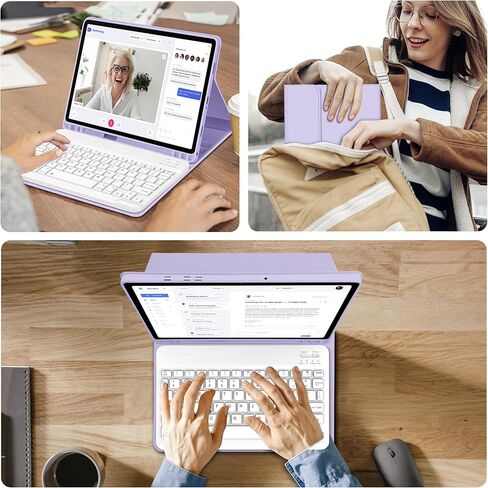Keyboard Case for Samsung Galaxy Tab A9 Plus 5G 11 Inch 2023(SM-X210/X216/X218) - Detachable Wireless Bluetooth Keyboard - Folio Smart Cover with S Pen Holder for Galaxy Tab A9+ 11" (Purple) in Kuwait