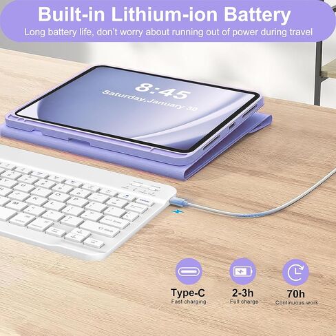 Keyboard Case for Samsung Galaxy Tab A9 Plus 5G 11 Inch 2023(SM-X210/X216/X218) - Detachable Wireless Bluetooth Keyboard - Folio Smart Cover with S Pen Holder for Galaxy Tab A9+ 11" (Purple) in Kuwait