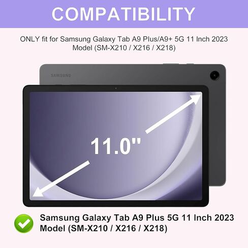 Keyboard Case for Samsung Galaxy Tab A9 Plus 5G 11 Inch 2023(SM-X210/X216/X218) - Detachable Wireless Bluetooth Keyboard - Folio Smart Cover with S Pen Holder for Galaxy Tab A9+ 11" (Purple) in Kuwait