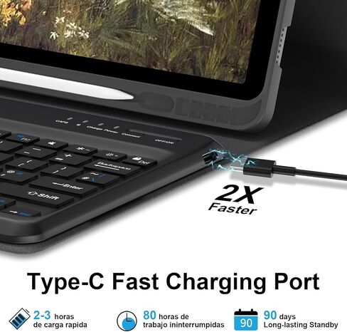 WINCHKING iPad Pro 12.9 inch (5th, 6th Generation) & New Air 13 inch M3/M2 (Compatible for 13 inch Air & 12.9 inch Model) - Wireless Detachable Keyboard- Pencil Holder (Black) in Kuwait