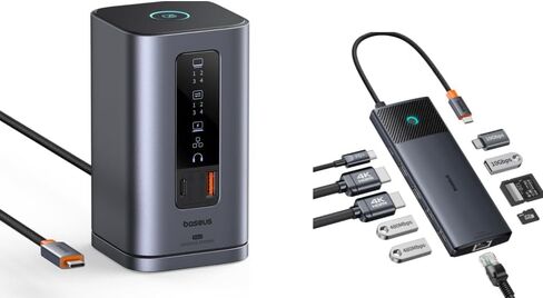 Baseus Spacemate Docking Station, 11-in-1 USB-C Dock for Windows Laptop,Baseus Dual Monitor,10Gbps 10 in 1 Docking Station with 2 HDMI in Kuwait
