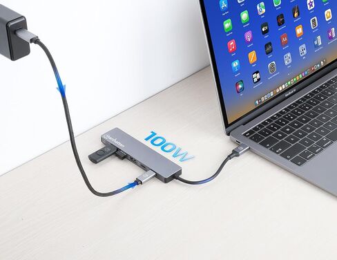 Manhattan USB-C 6-in-1 HDMI Docking Station, 4K 60Hz Hub with 100W PD, 10Gbps USB-A/USB-C, SD Card Reader for Laptop & Tablet - 190480 in Kuwait