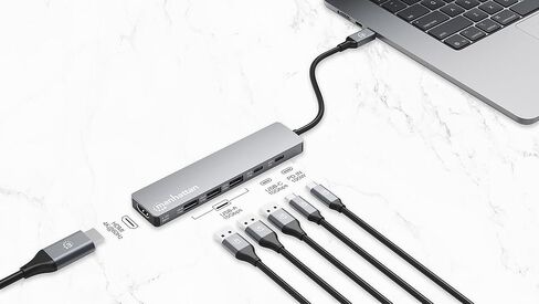 Manhattan USB-C 6-in-1 HDMI Docking Station, 4K 60Hz Hub with 100W PD, 10Gbps USB-A/USB-C, SD Card Reader for Laptop & Tablet - 190480 in Kuwait