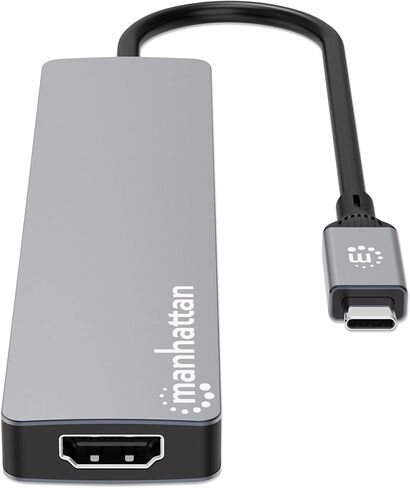 Manhattan USB-C 6-in-1 HDMI Docking Station, 4K 60Hz Hub with 100W PD, 10Gbps USB-A/USB-C, SD Card Reader for Laptop & Tablet - 190480 in Kuwait