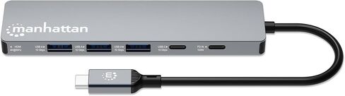 Manhattan USB-C 6-in-1 HDMI Docking Station, 4K 60Hz Hub with 100W PD, 10Gbps USB-A/USB-C, SD Card Reader for Laptop & Tablet - 190480 in Kuwait