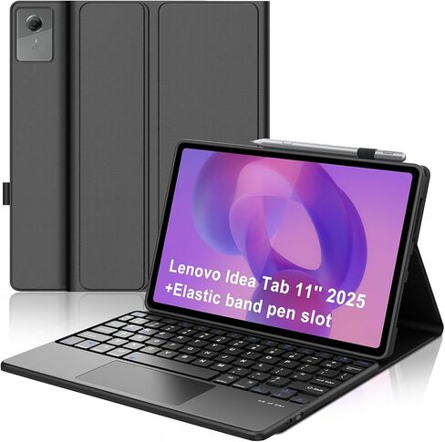 حافظة لوحة المفاتيح لجهاز Lenovo Idea Tab 11 بوصة 2025، لوحة مفاتيح لاسلكية مغناطيسية قابلة للفصل، حافظة جلدية قابلة للطي مع حامل قلم لنماذج Lenovo Idea Tab 11 بوصة (TB-336ZU/TB-336FU) in Kuwait