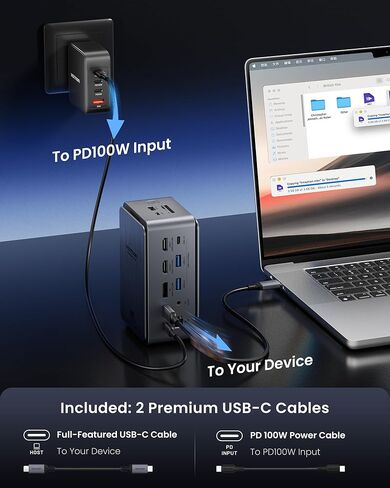 VENTION 13-in-1 Laptop Docking Station 3 Monitors with Touchable Screen Display,USB C Dock Dual Monitor for Dell,HP and MacBook,8K Display 1*DP,2*HDMI,10Gbps USB 3.2,100W PD with 2*USB-C Cable, Gray in Kuwait