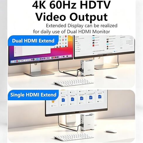 منصة حامل مع صندوق M2 NVMe SSD، USB 3.2 بسرعة 10 جيجابت في الثانية، SD TF 4.0، 4K 60 هرتز HDMI، شحن PD 100 وات، قاعدة توصيل متعددة المنافذ لجهاز Mac mini M4 in Kuwait