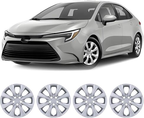 مجموعة Hubcaps 16 بوصة من 4 غلاف فضي لوكسير حافة العجلة ABS & PC Material R16 CAPS Snap على العجلات تغطي إكسسوارات السيارات لـ 2020-2025 Toyota Corolla (Silver Lacquer ، 4 حزم) in Kuwait