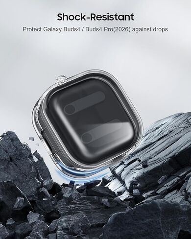 Fintie Clear Case for Samsung Galaxy Buds4 / Galaxy Buds4 Pro 2026, Anti-Lost Shockproof Earbuds Protective Cover with Keychain Carabiner Support Wireless Charging in Kuwait