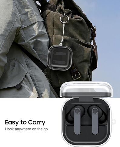 Fintie Clear Case for Samsung Galaxy Buds4 / Galaxy Buds4 Pro 2026, Anti-Lost Shockproof Earbuds Protective Cover with Keychain Carabiner Support Wireless Charging in Kuwait