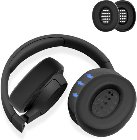 غطاء وسائد أذن من السيليكون لـ JBL Tune 770NC، غطاء جلد ناعم مضاد للخدش وغبار لسماعات JBL 720BT وJBL 770NC (أسود) in Kuwait
