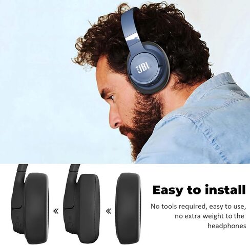 غطاء وسائد أذن من السيليكون لـ JBL Tune 770NC، غطاء جلد ناعم مضاد للخدش وغبار لسماعات JBL 720BT وJBL 770NC (أسود) in Kuwait