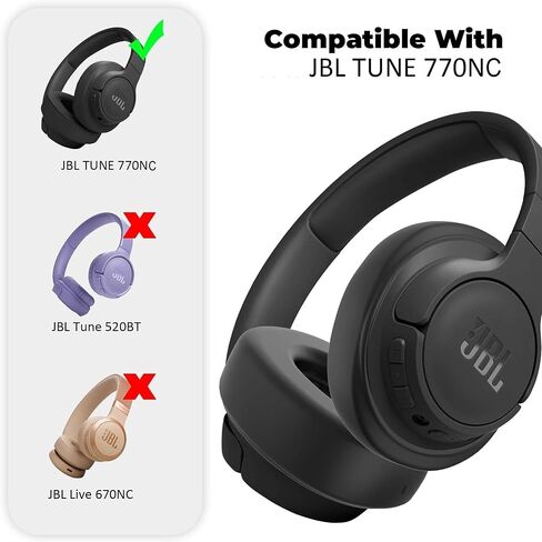 غطاء وسائد أذن من السيليكون لـ JBL Tune 770NC، غطاء جلد ناعم مضاد للخدش وغبار لسماعات JBL 720BT وJBL 770NC (أسود) in Kuwait