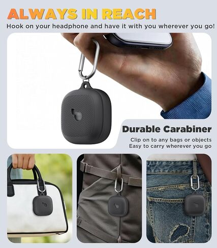 غطاء حافظة Soundcore Liberty Buds من Anker مع طقم منظف، غطاء تصميم مرئي بشعار واقٍ من السيليكون المقاوم للصدمات مع حافظة شحن سماعات أذن Soundcore Liberty Buds مع حلقة تسلق - أسود in Kuwait