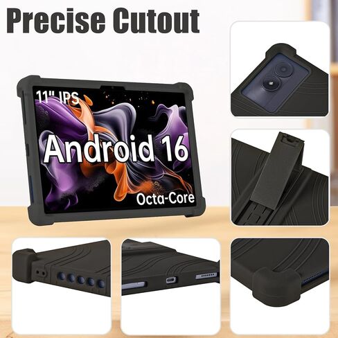 ATOOZ for ApoloMedia EP1095TA Tablet Case 2025,Soft Silicone Kids Universal 11 inch Tablet Case for ApoloSign/TABWEE/Ulefone/BESTTAB/Blackview/Oscal/AGM/UMIDIGI 11 inch Tablet with Stand(Black) in Kuwait