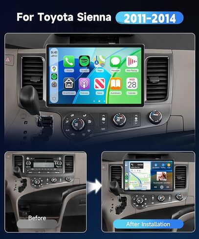 11.5'' 5G WiFi Car Stereo for Toyota Sienna 2010-2014, HD 2000x1200P Ultra-Thin Incell Screen Car Radio, Wireless CarPlay Android Auto, 4GB+64GB, GPS FM/RDS Bluetooth SWC, AHD Backup Camera in Kuwait
