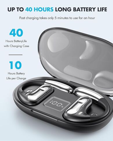 Boytond Open Ear Earbuds, Wireless Ear Buds,Earhook Earbuds with 40H Playtime,IPX7 Waterproof Sports Bluetooth Earphones,Bluetooth V5.3 Ultra Comfort Open Ear Headphones Wireless,Clear Calls in Kuwait