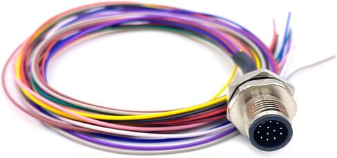 1.64ft M12 12 Pin A Code Male Connector Cable, IP67 Waterproof Back Mount Cable UnShielded Straight Aviation Socket Electrical Cable Sensor Receptacle (0.5Meter) in Saudi Arabia