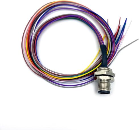 1.64ft M12 12 Pin A Code Male Connector Cable, IP67 Waterproof Back Mount Cable UnShielded Straight Aviation Socket Electrical Cable Sensor Receptacle (0.5Meter) in Saudi Arabia