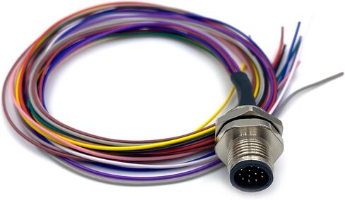 1.64ft M12 12 Pin A Code Male Connector Cable, IP67 Waterproof Back Mount Cable UnShielded Straight Aviation Socket Electrical Cable Sensor Receptacle (0.5Meter) in Saudi Arabia