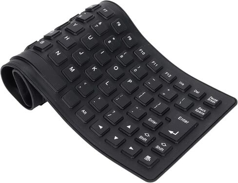 Sanpyl Roll-up Silicone Keyboard, Fully Sealed Waterproof, Lightweight Portable USB Wired 85 Keys Foldable Flexible Keyboard (Black) in Kuwait