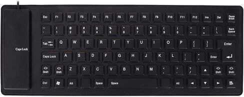 Sanpyl Roll-up Silicone Keyboard, Fully Sealed Waterproof, Lightweight Portable USB Wired 85 Keys Foldable Flexible Keyboard (Black) in Kuwait