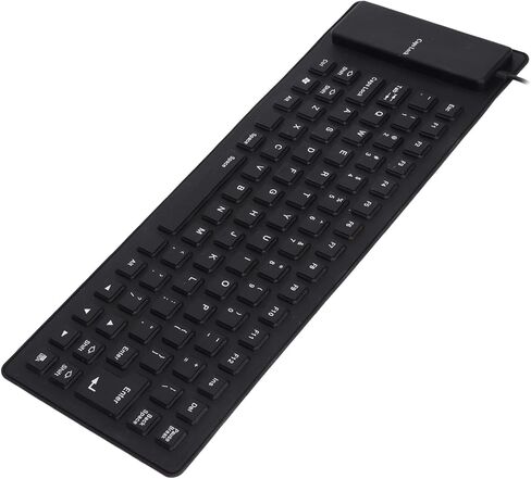 Sanpyl Roll-up Silicone Keyboard, Fully Sealed Waterproof, Lightweight Portable USB Wired 85 Keys Foldable Flexible Keyboard (Black) in Kuwait