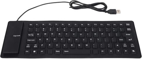 Sanpyl Roll-up Silicone Keyboard, Fully Sealed Waterproof, Lightweight Portable USB Wired 85 Keys Foldable Flexible Keyboard (Black) in Kuwait