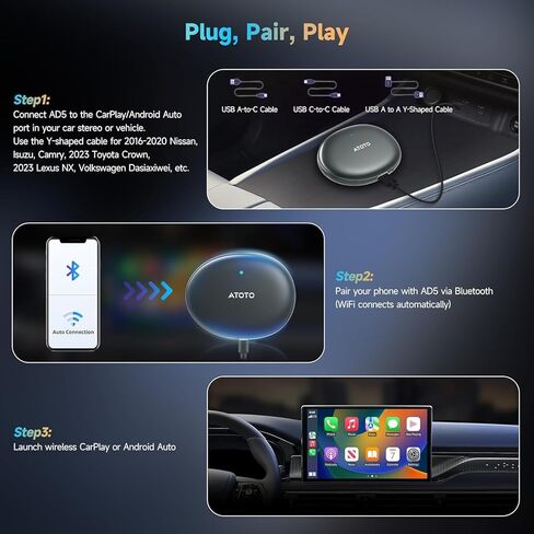 محول CarPlay اللاسلكي، صندوق AI Magic مع ثبات WiFi مزدوج، صندوق CarPlay اللاسلكي متوافق مع Wired Factory CarPlay وAndroid Auto، دعم YouTube/Netflix in Kuwait