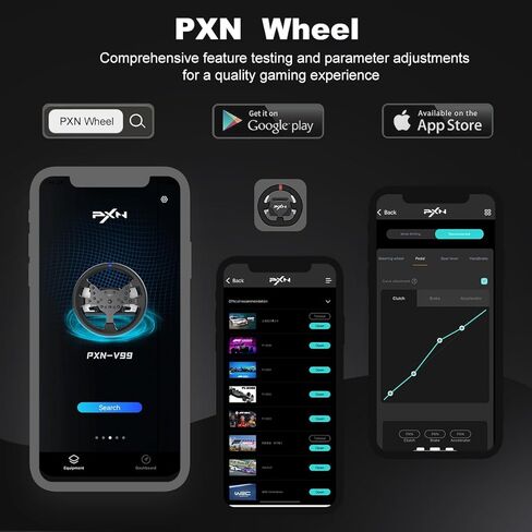 PXN V99 Driving Force Steering Wheel, 3.2Nm Dual-Motor Force Feedback Base, 11.8-inch TPR Rubber Wheel Cover Sim Racing Wheel With Shifter and Pedal, Desk Clamp, for PC, PS4, Xbox One, Xbox Serive X|S (Renewed) in Kuwait