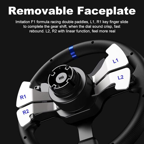 PXN V99 Driving Force Steering Wheel, 3.2Nm Dual-Motor Force Feedback Base, 11.8-inch TPR Rubber Wheel Cover Sim Racing Wheel With Shifter and Pedal, Desk Clamp, for PC, PS4, Xbox One, Xbox Serive X|S (Renewed) in Kuwait
