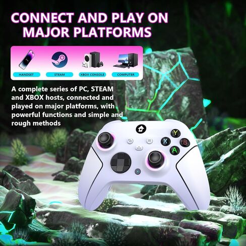 YUYIU Wireless 2.4GHz Controller with 7 Colors RGB Light for Xbox Controller, Xbox One Series X|S,Consoles,Steam PC Windows, with 1000mAh Battery/Dual Vib-ration/Turbo/Programmable, 3.5mm Audio Jack in Kuwait